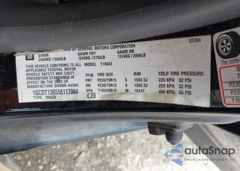 2005 Chevrolet Colorado Ls из США, поврежденный, VIN 1GCDT136558117984